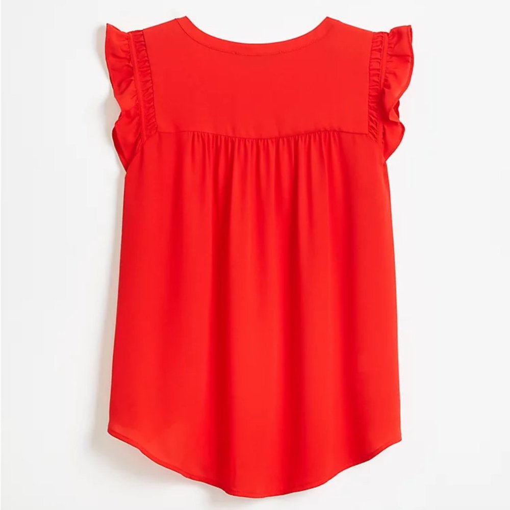 LOFT | Plus Ruffle Sleeve Split Neck Shell - Picture 5 of 5